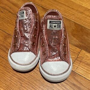 Converse Kids' Rose Gold Glitter Slip-On Sneakers